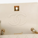 Chanel Mini Classic White Quilted Lambskin Full Flap Wallet On Chain WOC With 24K Gold-Plated Hardware