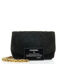Chanel Mini Diana Bijoux Chain Black Quilted Suede Vintage Flap Bag with 24K Gold-Plated Hardware (1989–1991)