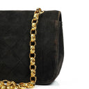 Chanel Mini Diana Bijoux Chain Black Quilted Suede Vintage Flap Bag with 24K Gold-Plated Hardware (1989–1991)