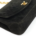 Chanel Mini Diana Bijoux Chain Black Quilted Suede Vintage Flap Bag with 24K Gold-Plated Hardware (1989–1991)