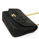 Chanel Mini Diana Bijoux Chain Black Quilted Suede Vintage Flap Bag with 24K Gold-Plated Hardware (1989–1991)