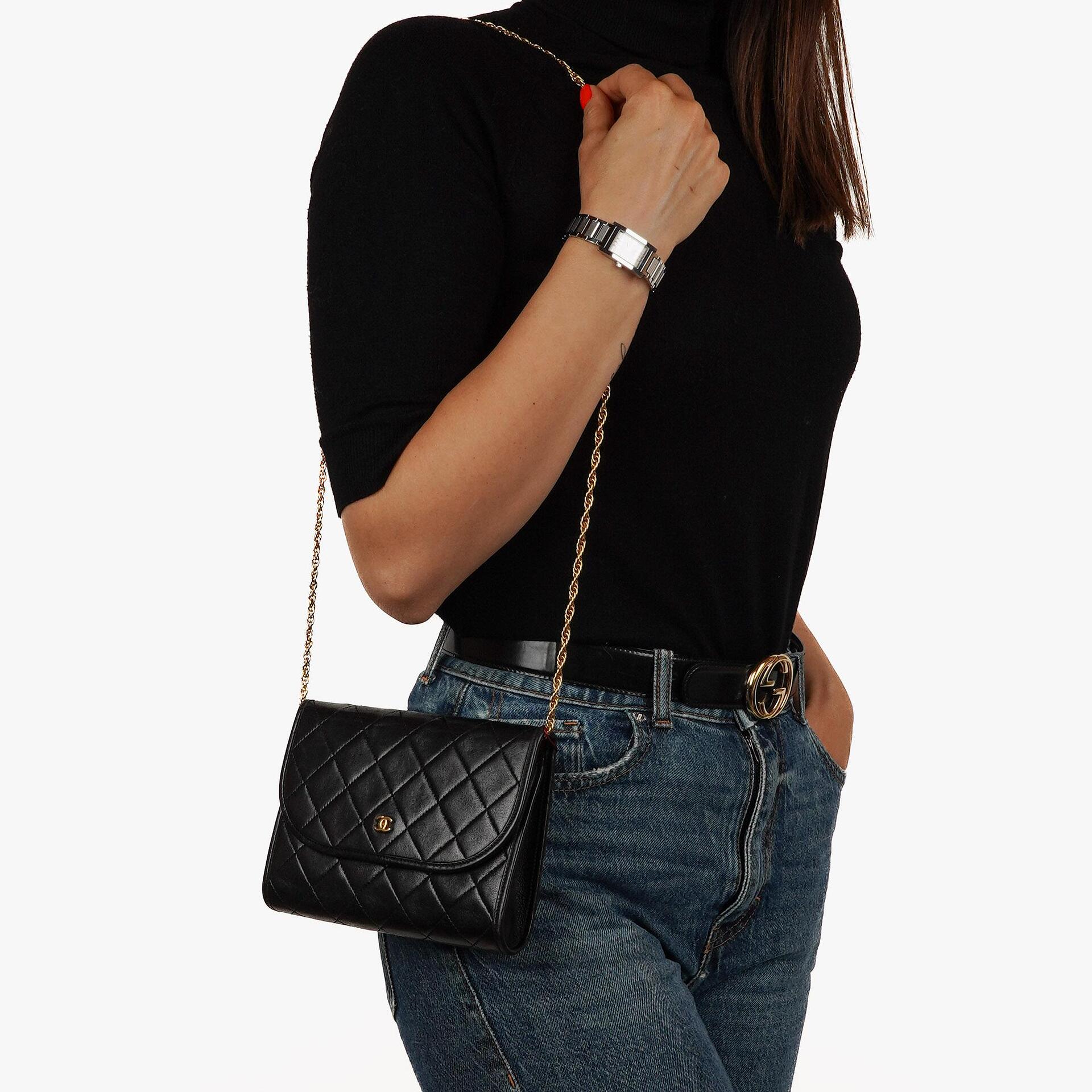 Chanel Mini Flap Bag Black Quilted Lambskin With 24K Gold-Plated Hardware
