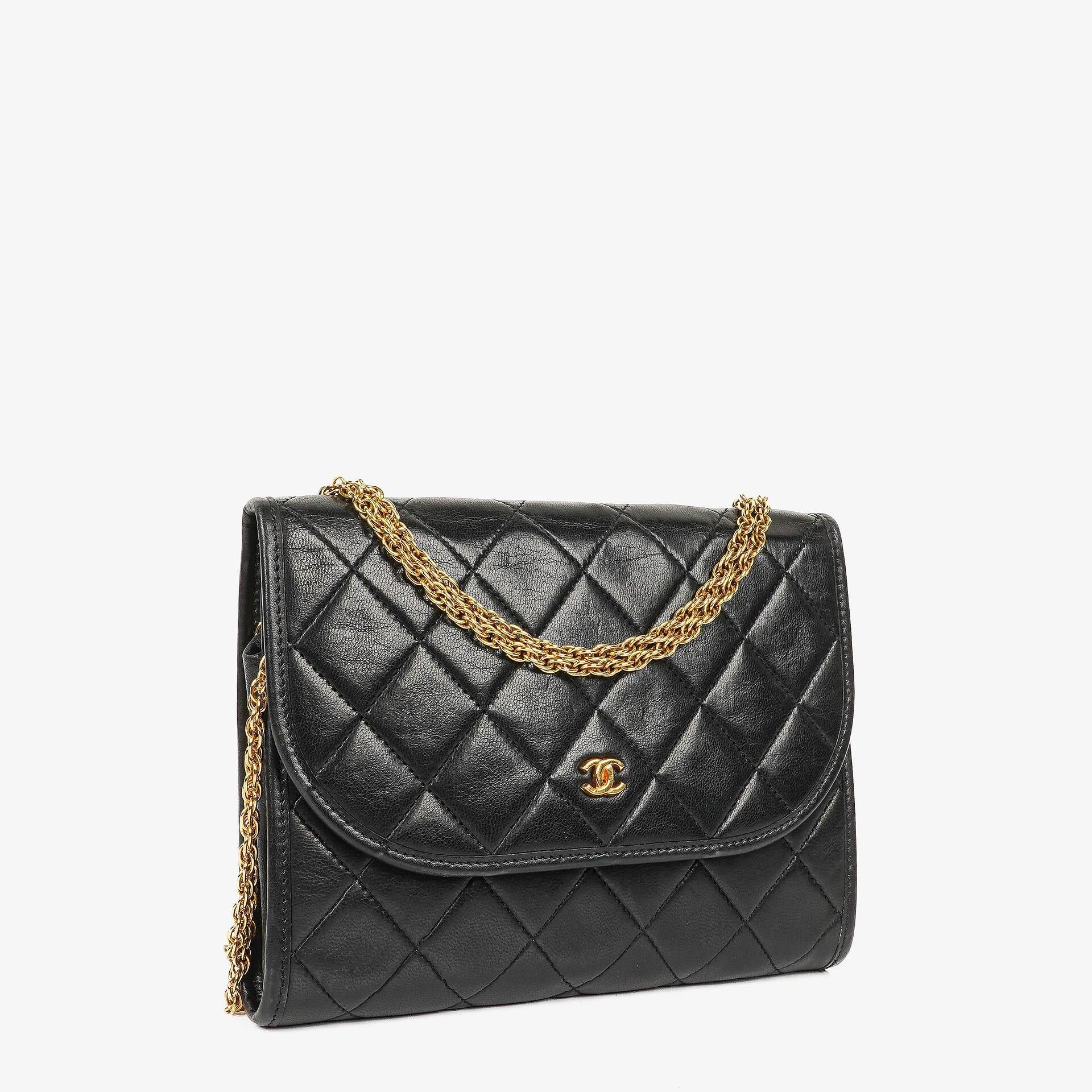 Chanel Mini Flap Bag Black Quilted Lambskin With 24K Gold-Plated Hardware