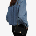 Chanel Mini Full Flap Black Quilted Jersey And Lambskin Vintage Bag With 24K Gold-Plated Hardware