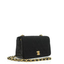 Chanel Mini Full Flap Black Quilted Jersey And Lambskin Vintage Bag With 24K Gold-Plated Hardware