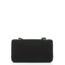 Chanel Mini Full Flap Black Quilted Jersey And Lambskin Vintage Bag With 24K Gold-Plated Hardware