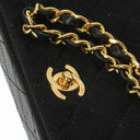 Chanel Mini Full Flap Black Quilted Jersey And Lambskin Vintage Bag With 24K Gold-Plated Hardware