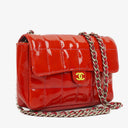 Chanel Mini Quilted Patent Leather East West Chocolate Bar Bag