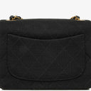 Chanel Mini Quilted Square Jersey Black Flap Bag With 24K Gold-Plated Hardware