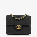 Chanel Mini Quilted Square Jersey Black Flap Bag With 24K Gold-Plated Hardware