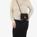 Chanel Mini Quilted Square Jersey Black Flap Bag With 24K Gold-Plated Hardware
