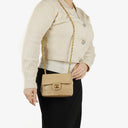Chanel Mini Quilted Square Leather Beige Flap Bag With 24K Gold-Plated Hardware