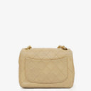 Chanel Mini Quilted Square Leather Beige Flap Bag With 24K Gold-Plated Hardware