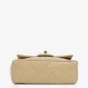 Chanel Mini Quilted Square Leather Beige Flap Bag With 24K Gold-Plated Hardware