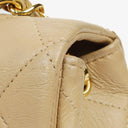Chanel Mini Quilted Square Leather Beige Flap Bag With 24K Gold-Plated Hardware