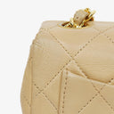 Chanel Mini Quilted Square Leather Beige Flap Bag With 24K Gold-Plated Hardware