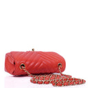 Chanel Mini Rectangular Classic Single Flap Bag Coral Chevron Quilted Lambskin With Gold-Tone Hardware