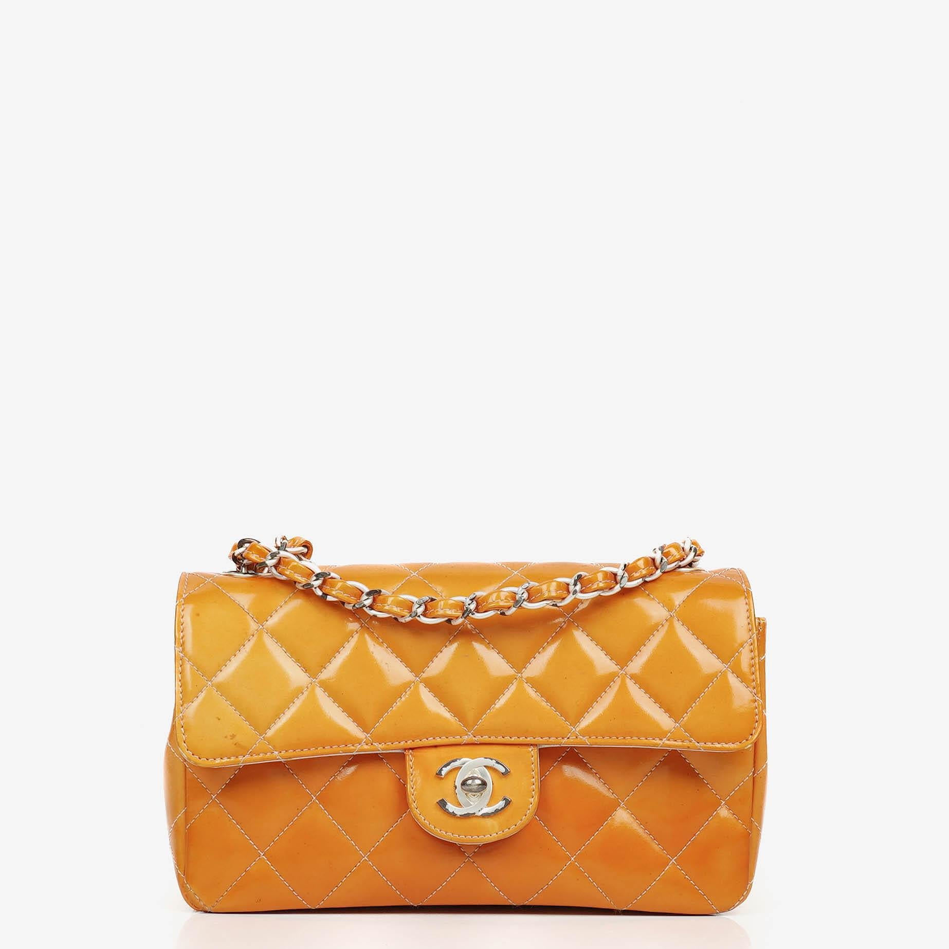 Chanel Mini Rectangular Flap Bag In Quilted Patent Leather