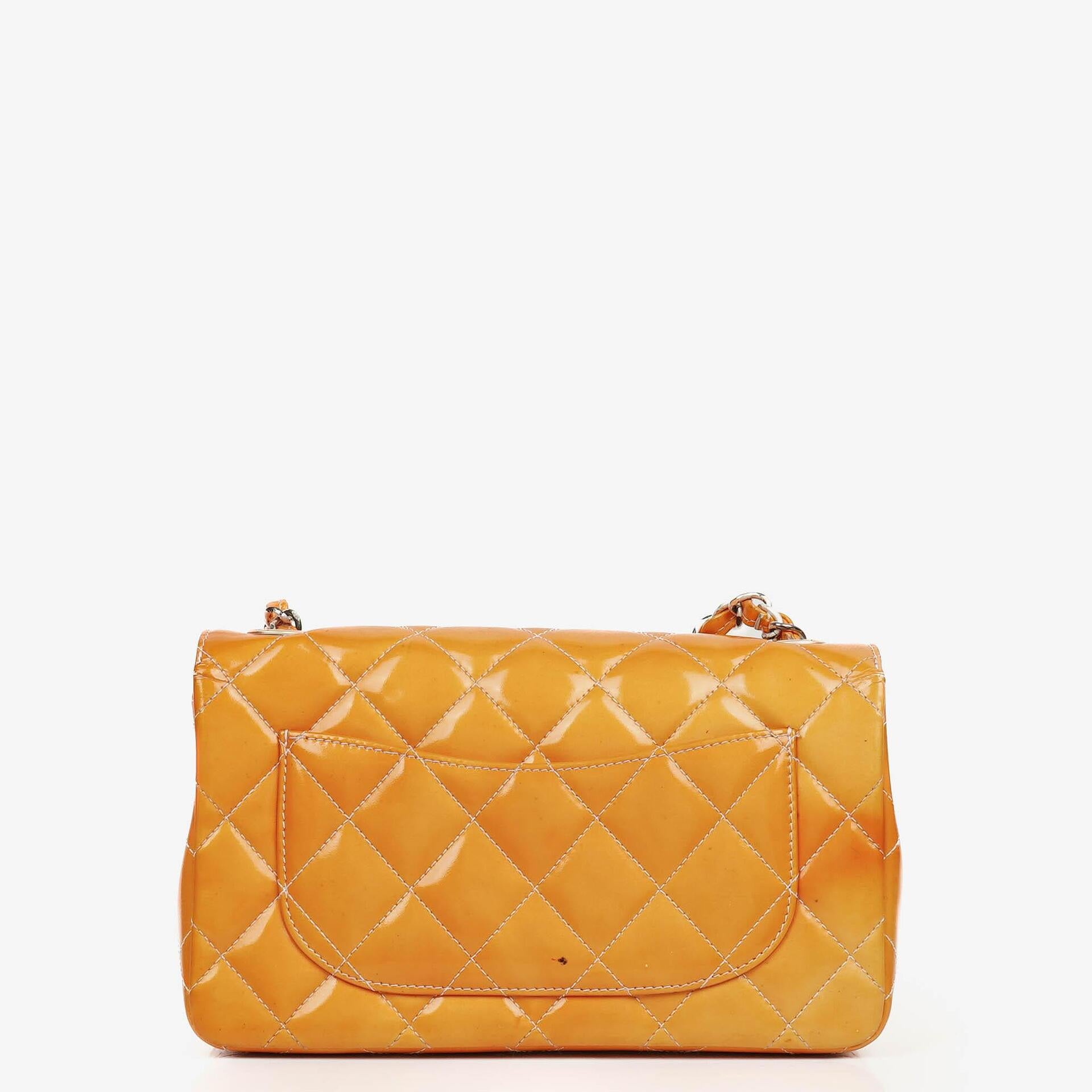 Chanel Mini Rectangular Flap Bag In Quilted Patent Leather