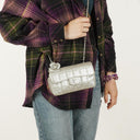 Chanel Mini Rectangular Single Flap Bag Flower Metalic Silver Quilted Lambskin SIlver Tone Hardware