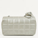 Chanel Mini Rectangular Single Flap Bag Flower Metalic Silver Quilted Lambskin SIlver Tone Hardware