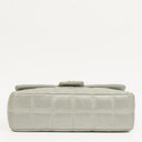 Chanel Mini Rectangular Single Flap Bag Flower Metalic Silver Quilted Lambskin SIlver Tone Hardware