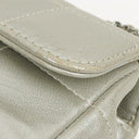Chanel Mini Rectangular Single Flap Bag Flower Metalic Silver Quilted Lambskin SIlver Tone Hardware