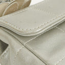 Chanel Mini Rectangular Single Flap Bag Flower Metalic Silver Quilted Lambskin SIlver Tone Hardware