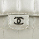 Chanel Mini Rectangular Single Flap Bag Flower Metalic Silver Quilted Lambskin SIlver Tone Hardware