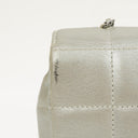 Chanel Mini Rectangular Single Flap Bag Flower Metalic Silver Quilted Lambskin SIlver Tone Hardware