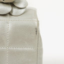 Chanel Mini Rectangular Single Flap Bag Flower Metalic Silver Quilted Lambskin SIlver Tone Hardware