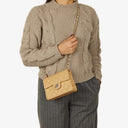 Chanel Mini Square Classic Flap Bag Beige Quilted Lambskin With Silver-Tone Hardware
