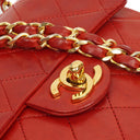 Chanel Mini Square Classic Flap Bag Red Quilted Lambskin 24K Gold-Plated Hardware