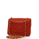 Chanel Mini Square Classic Flap Bag Red Quilted Lambskin 24K Gold-Plated Hardware