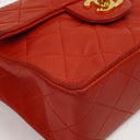 Chanel Mini Square Classic Flap Bag Red Quilted Lambskin 24K Gold-Plated Hardware