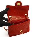 Chanel Mini Square Classic Flap Bag Red Quilted Lambskin 24K Gold-Plated Hardware