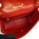 Chanel Mini Square Classic Flap Bag Red Quilted Lambskin 24K Gold-Plated Hardware