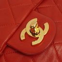 Chanel Mini Square Classic Flap Bag Red Quilted Lambskin 24K Gold-Plated Hardware