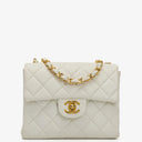 Chanel Mini Square Classic Flap Bag White Quilted Lambskin With 24K Gold-Plated Hardware, 1997-199