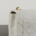 Chanel Mini Square Classic Flap Bag White Quilted Lambskin With 24K Gold-Plated Hardware