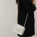 Chanel Mini Square Classic Flap Bag White Quilted Lambskin With 24K Gold-Plated Hardware