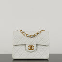 Chanel Mini Square Classic Flap Bag White Quilted Lambskin With 24K Gold-Plated Hardware