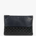 Chanel Navy Lambskin And Olive Green Quilted Patent Leather Large Cosmetic Case, 2014