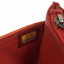 Chanel Wallet On Chain WOC Orange Quilted Patent Leather With Pink CC Logo And Silver Hardware