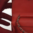 Chanel Wallet On Chain WOC Orange Quilted Patent Leather With Pink CC Logo And Silver Hardware