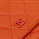 Chanel Orange Quilted Patent Leather Wallet On Chain WOC