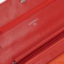 Chanel Orange Quilted Patent Leather Wallet On Chain WOC