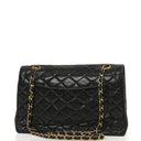Chanel Paris Classic Medium Double Flap Bag Black Quilted Lambskin With Gold & Silver Tone Combo Hardware