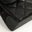 Chanel Paris Classic Medium Double Flap Bag Black Quilted Lambskin With Gold & Silver Tone Combo Hardware