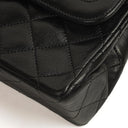 Chanel Paris Classic Medium Double Flap Bag Black Quilted Lambskin With Gold & Silver Tone Combo Hardware